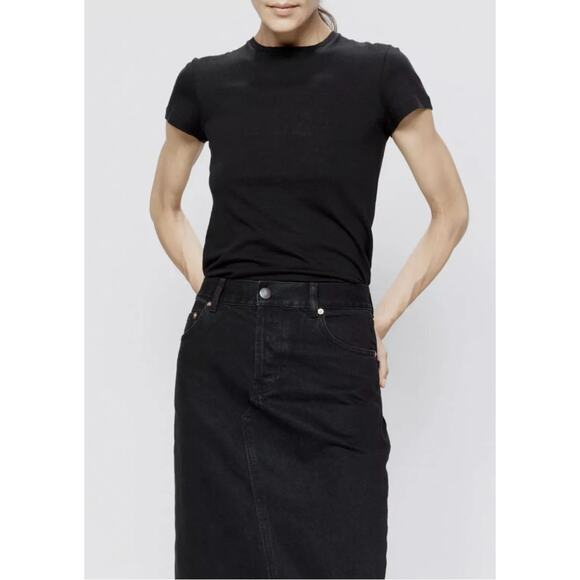RAEY Split Back Black Denim Straight Maxi Skirt UK Size 12/ US 8 - Picture 4 of 11